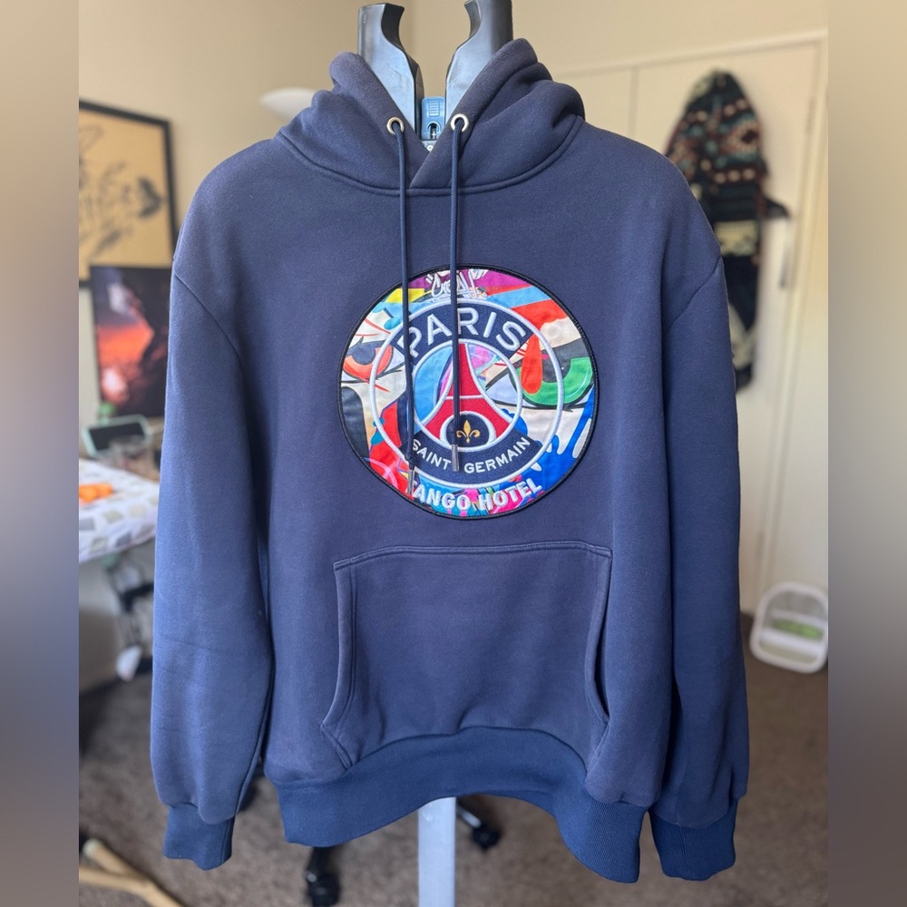 PSG Paris Saint Germain x Crash x Tango Hotel Blue Hoodie Sweatshirt Size Medium